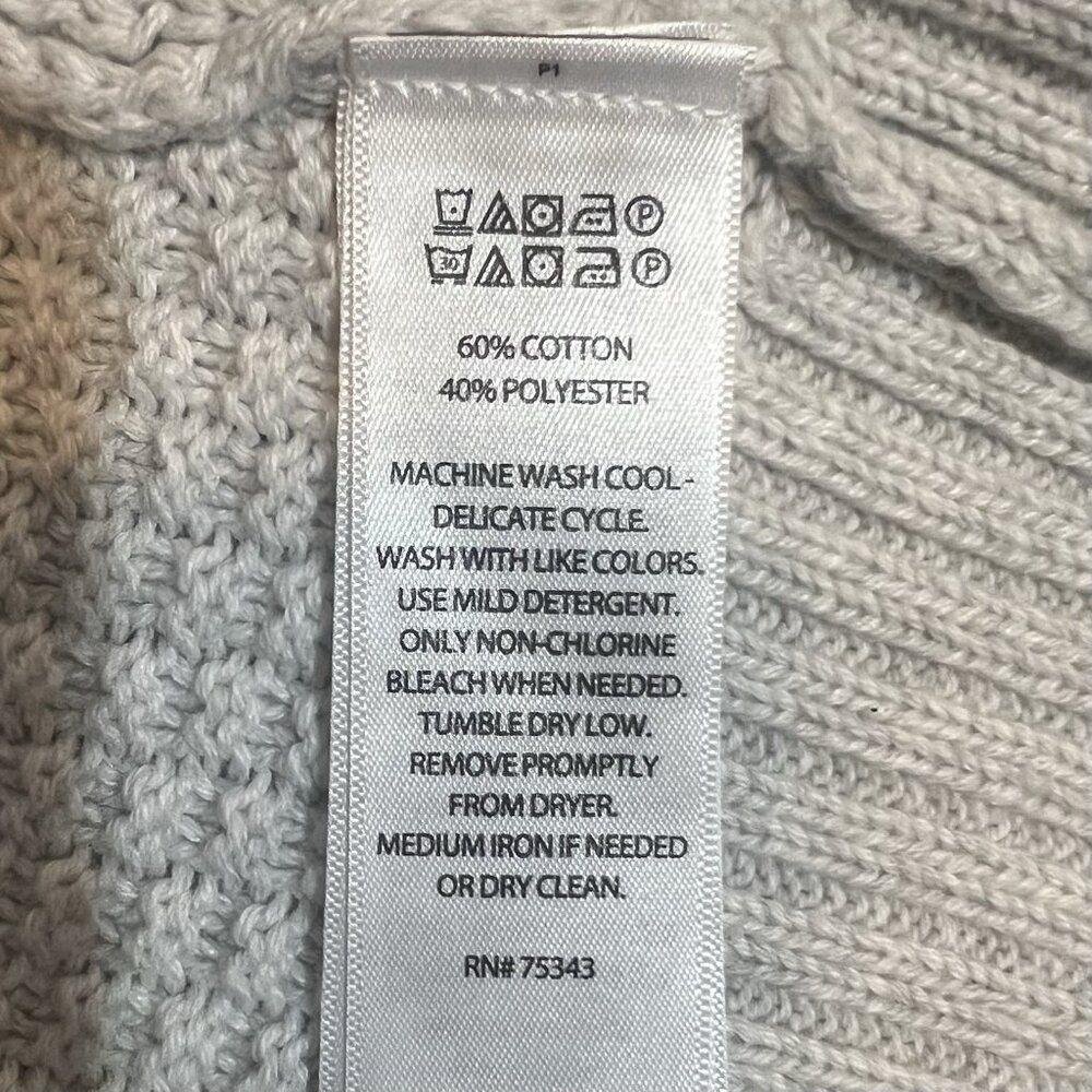 Max Studio Women’s Waffle Knit Sweater Cardigan Medium Size Gray Cotton Blend - Picture 7 of 7